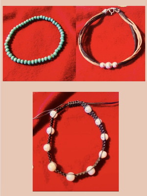Boho bracelet set with beads, ethnic style, 3 pieces