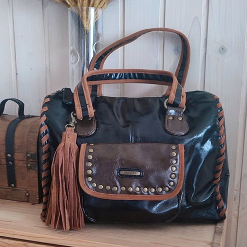 Carpisa handbag black and brown, like new with suede details