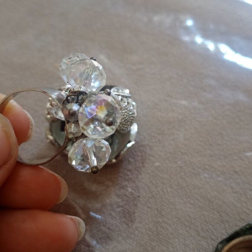 Set of 3 bulky rings used, size 18.5, missing some stones