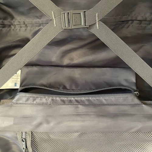 Saxoline cabin suitcase used, gray, hard shell with 4 wheels