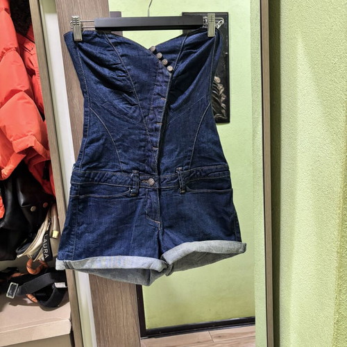 Mango short denim jumpsuit like new, size S, blue