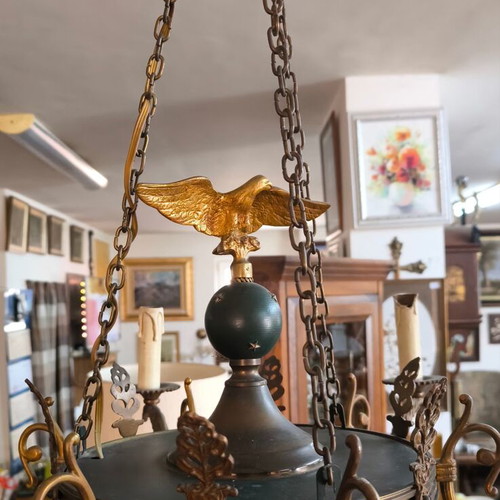 Empire style vintage bronze chandelier like new, 6 arms, 1920s