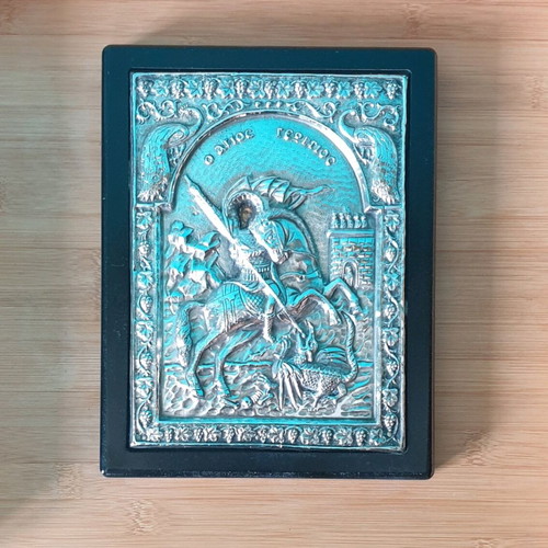 Silver icon of Saint George like new, 950 silver, 18×23 cm