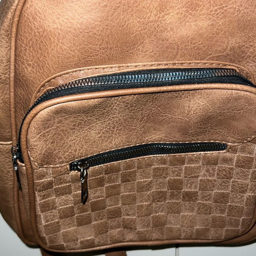 Women's backpack new, brown leatherette