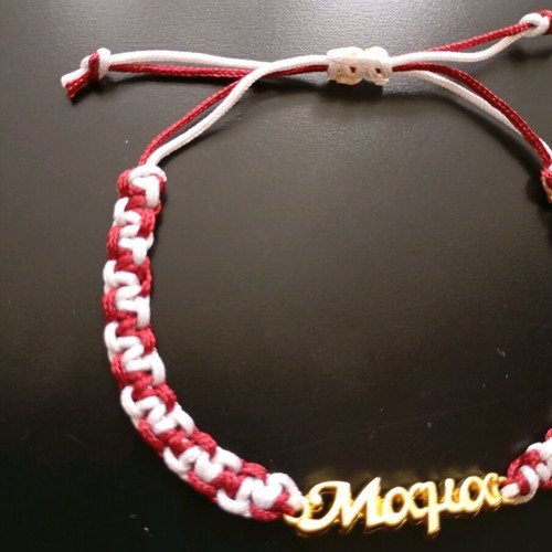 Mama bracelet new, large letter size, red and white, handmade