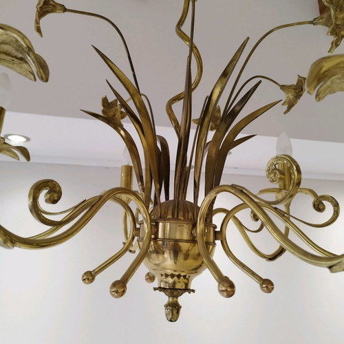 Handmade brass chandelier 6-light used, solid brass