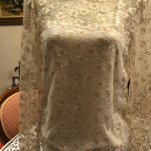 A-Style blouse with gold flowers like new, beige, sizes L-XL