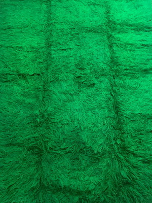 Woolen flokati rug handmade green, new