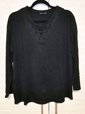 Linen long-sleeve blouse Zara like new, black, size L