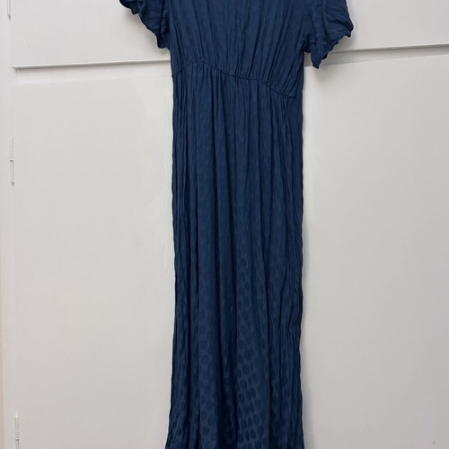 Oysho maxi dress, airy empire waist, navy blue