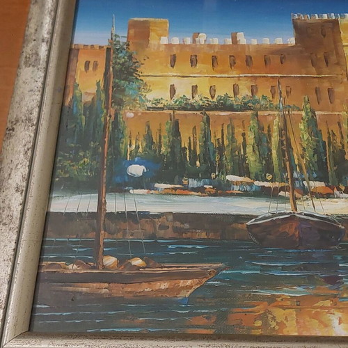 Oil painting on canvas with frame Palace of the Grand Master Rhodes, like new