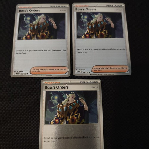 Boss's Orders MEG 114/132 Pokemon cards new, set of 3 holo