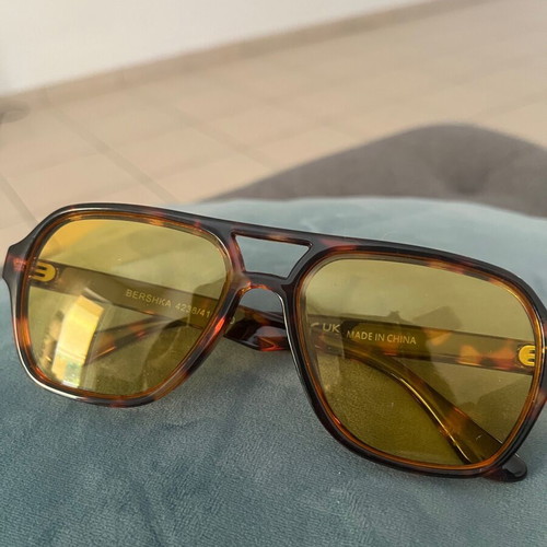 Bershka sunglasses yellow brown tortoise shell aviator like new retro