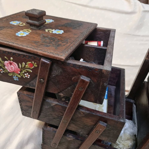 Vintage folding case like new with handmade carving and painting