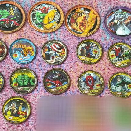 Marvel Cheetos metal caps used, set of 11 pieces