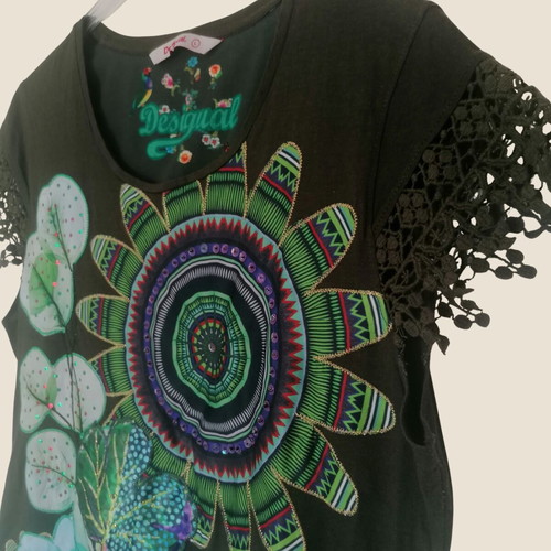 Desigual women's summer blouse with embroidery, M-L