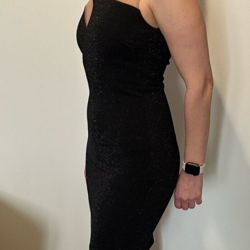 Lurex dress like new, black with bronze shine, medium size