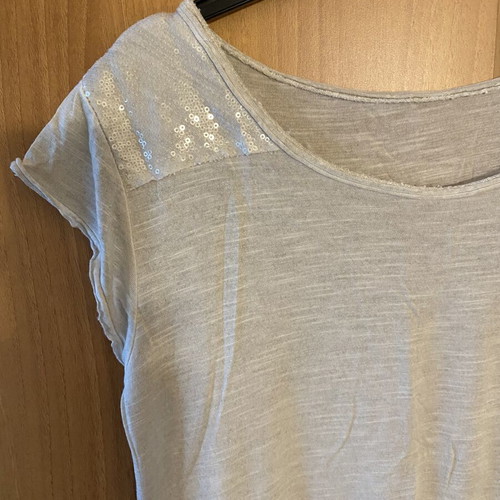 Asymmetric blouse with sequins, one size, beige