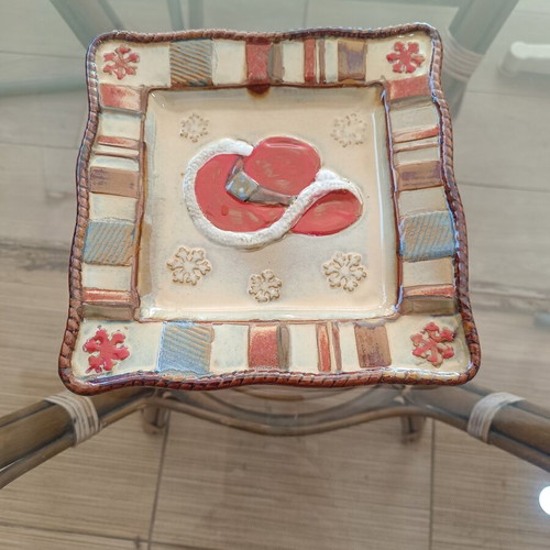 St. Nicholas Square Canyon Ranch Christmas ceramic square plate