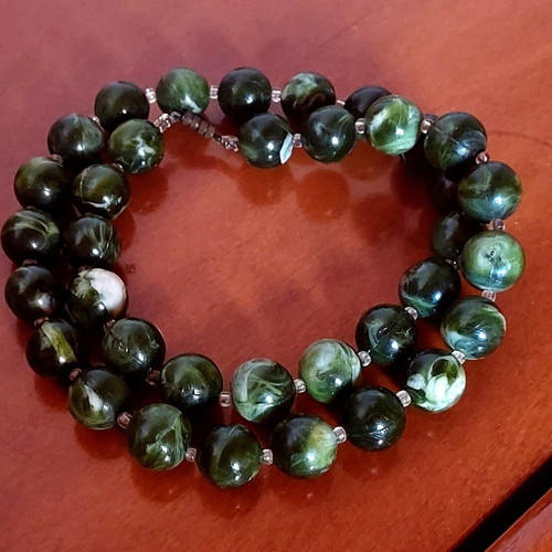Seraphinite necklace with semi-precious stones