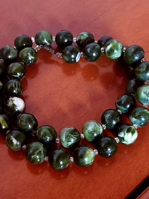 Seraphinite necklace with semi-precious stones