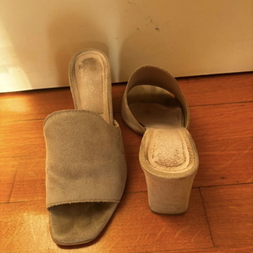 Nude suede mules with leather insole size 38