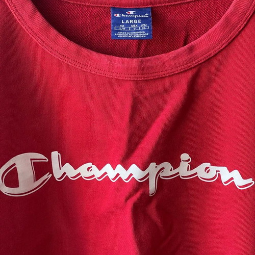 Champion women's crop top used, size Large, red