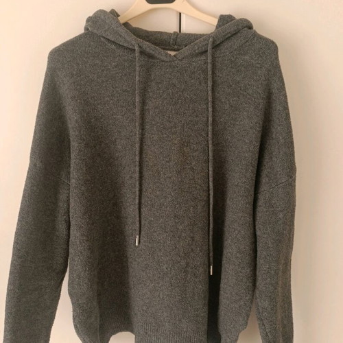 Zara knitted hoodie new, grey with hood and drawstrings