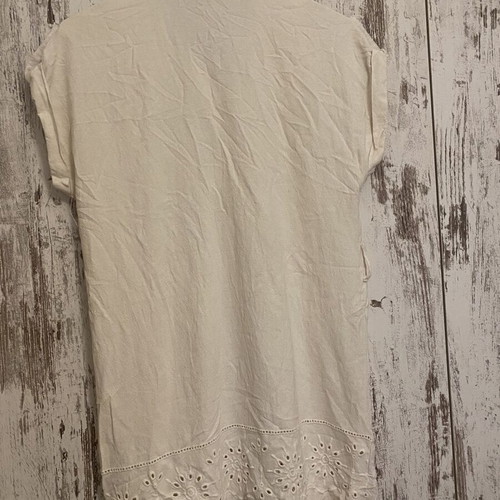 Sinsay Beige Linen Shirt Dress S-M like new with broderie anglaise hem