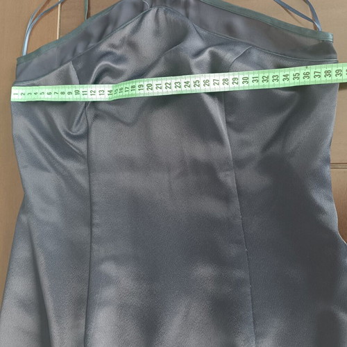 Bill Cost satin dress blue midi with front straps elegant chic like new