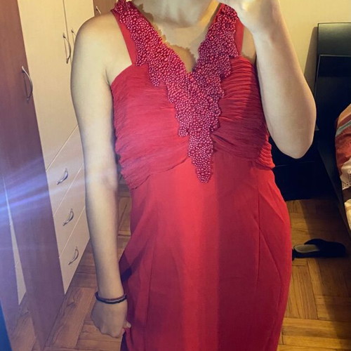 Red dress new, size L / 40 / 12 with slit detail
