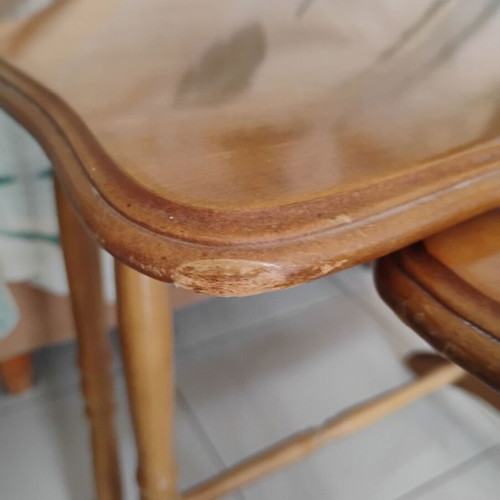 Zigon Nesting Tables used, beech and MDF, set of 3