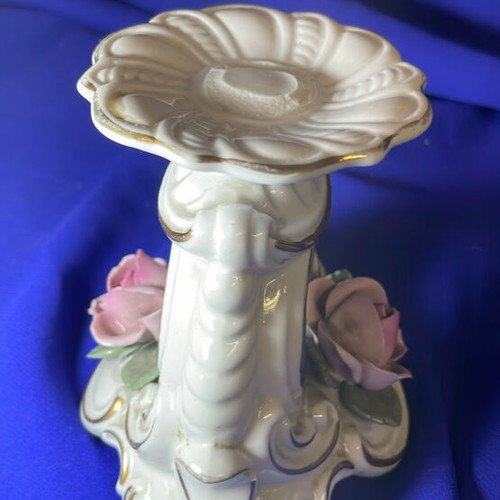 Antique Dresne decorative candle holder handmade porcelain 1970 new