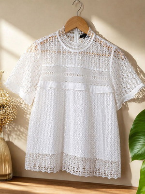 Zara Woman lace blouse size L, like new, off-white