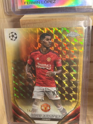 Marcus Rashford Gold Refractor Topps Chrome UEFA Champions League card new
