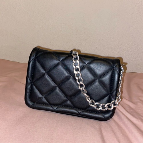 Stradivarius handbag used, black with chain strap