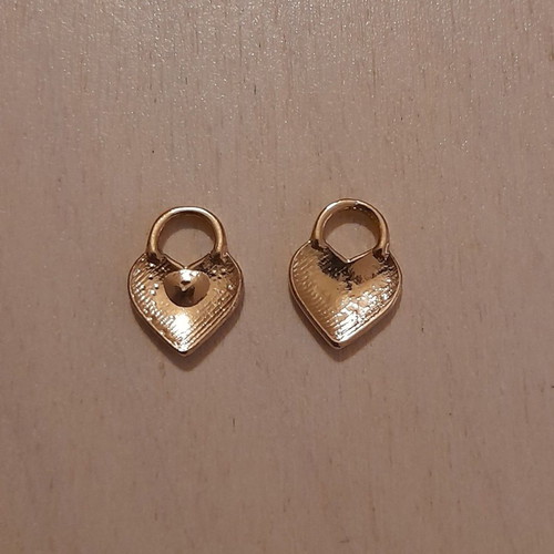 Metal heart charms with enamel, new, pack of 2