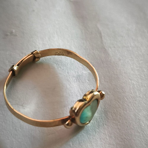Gold adjustable ring 14k 585, white to yellow gold tone