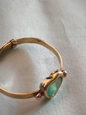 Gold adjustable ring 14k 585, white to yellow gold tone