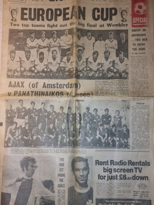 Evening News Wembley Special newspaper used, June 1971 collectible