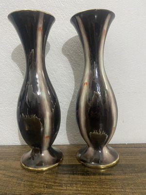 Vintage ceramic bud vases pair, West Germany Jasba, 1950s-60s
