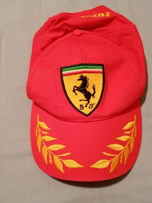 Ferrari hat like new with gold embroidered laurel leaves, red, size L