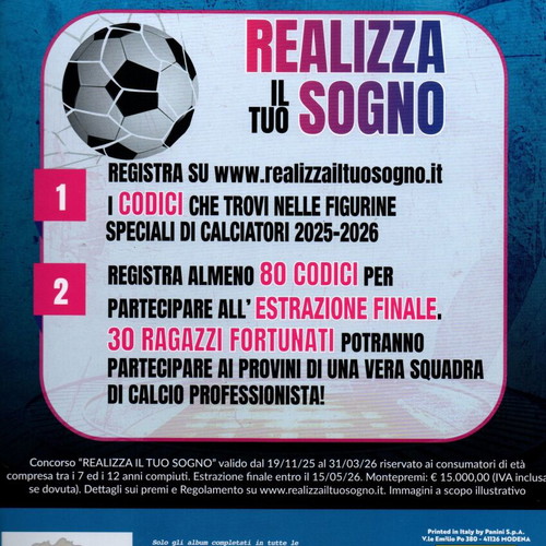 Panini Calciatori 2025-2026 album new for Italy Campionato