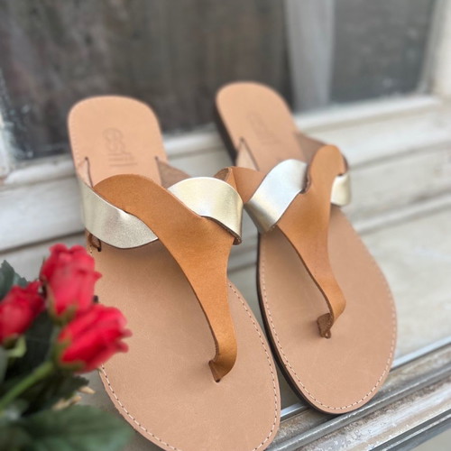 Estil leather sandals used with two-tone design size 42