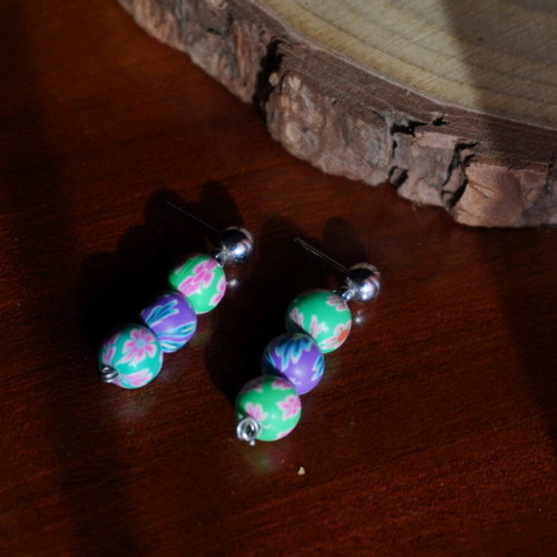 Handmade earrings with steel post multicolored new