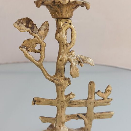 Brass candlestick like new, Art Nouveau late 19th century, 17cm height