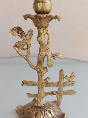Ορειχάλκινο κηροπήγιο σαν καινούργιο, art nouveau τέλη 19ου αιώνα, 17 εκ ύψος