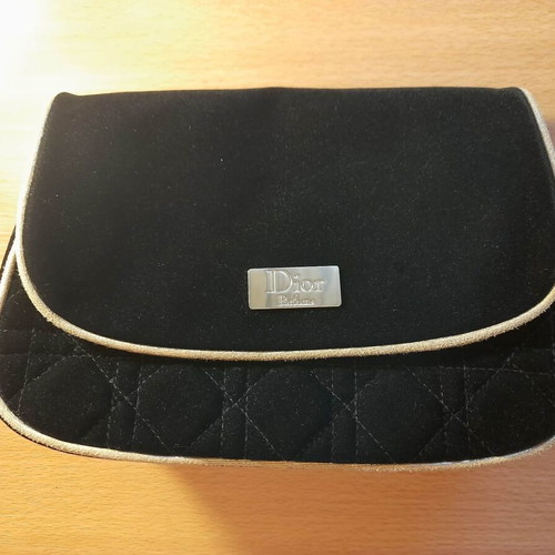 Dior velvet toiletry bag new black with gold trim