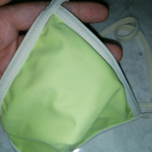 Swimsuit used light green white vintage, size S