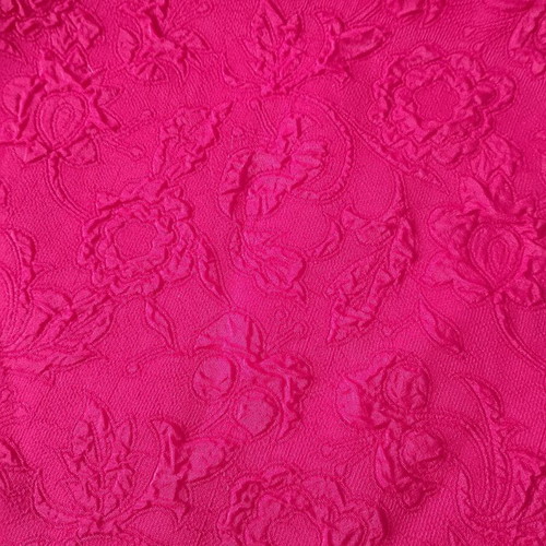 Square Piece Red Polyester Chiffon with Textured Rose Pattern like New